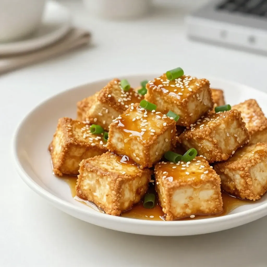 Knuspriger Honig Knoblauch Tofu Einfaches Rezept