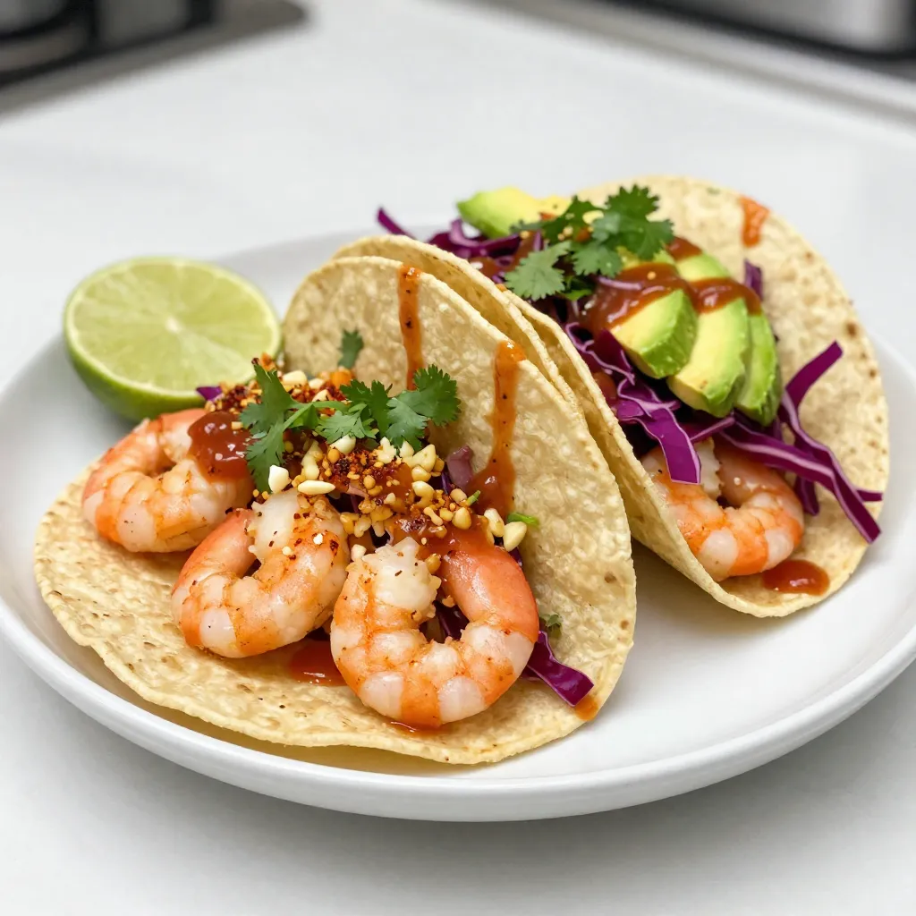 Schnelle Minute Garlic Shrimp Tacos Frisch und Lecker