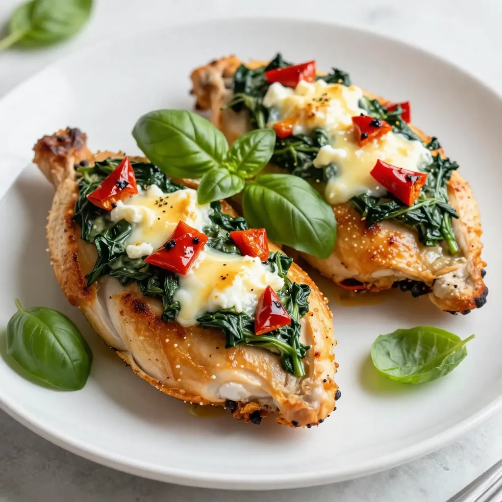 Roasted Red Pepper Spinach Stuffed Chicken Rezept