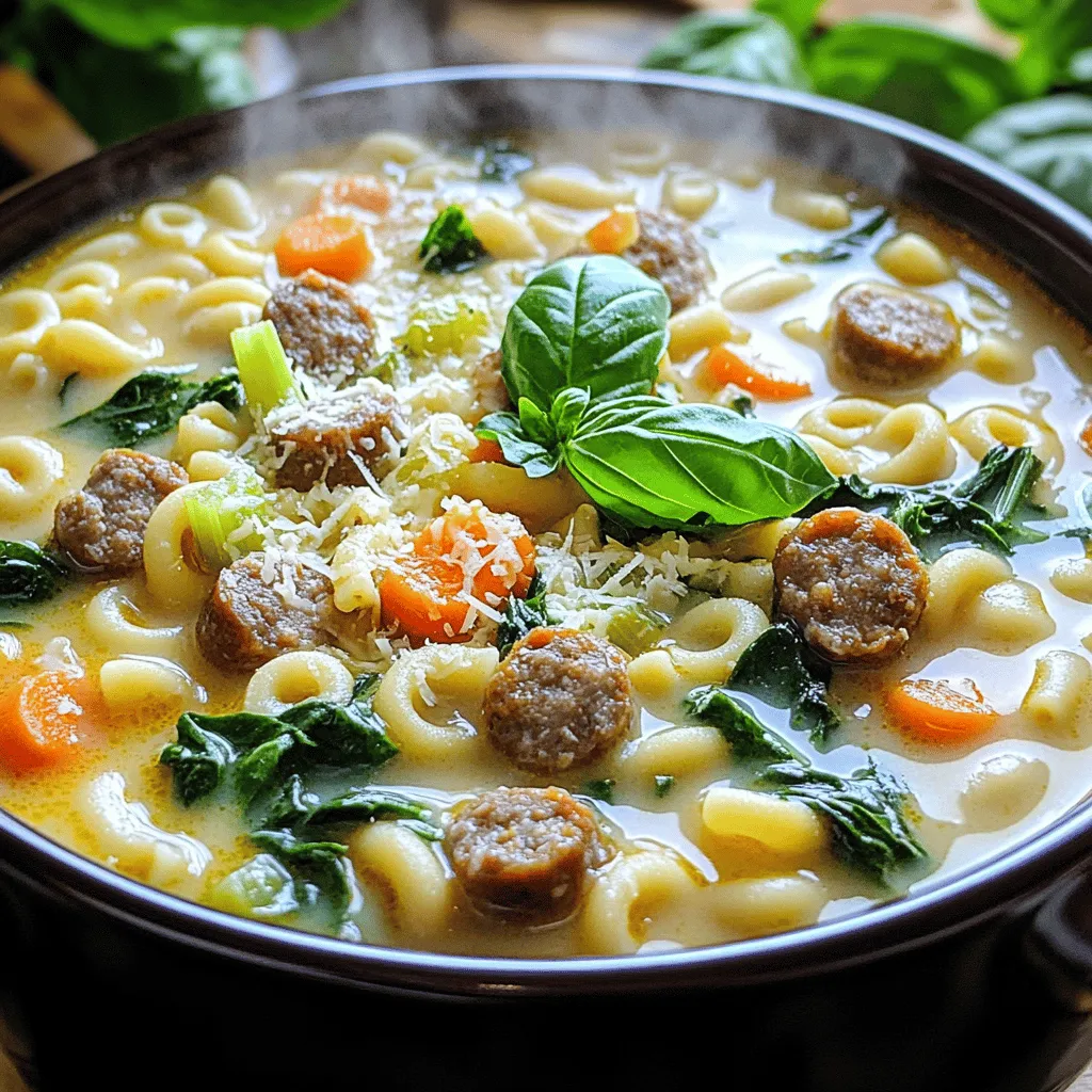 Cremige Parmesan Italienische Wurst Ditalini Suppe
