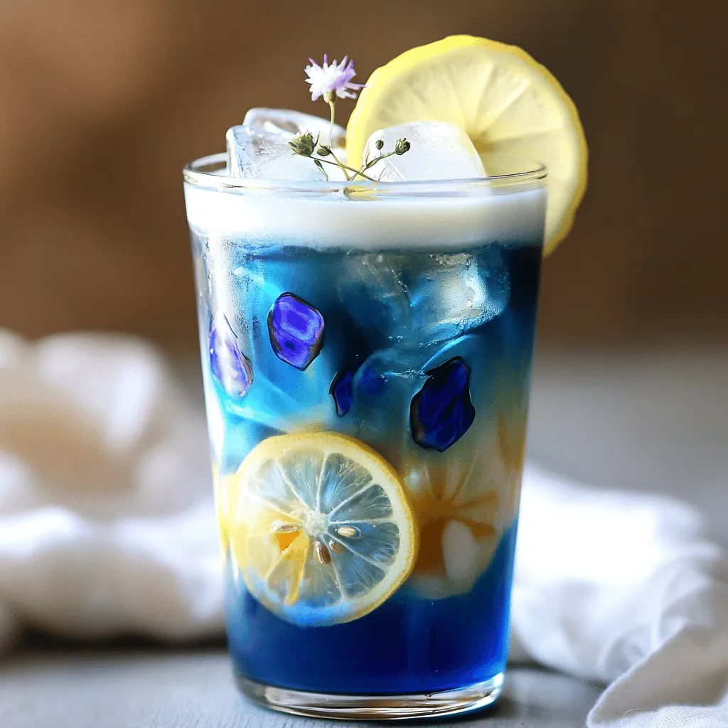 Schmetterlingserbsenblüten-Latte Einfaches Rezept für Eistee