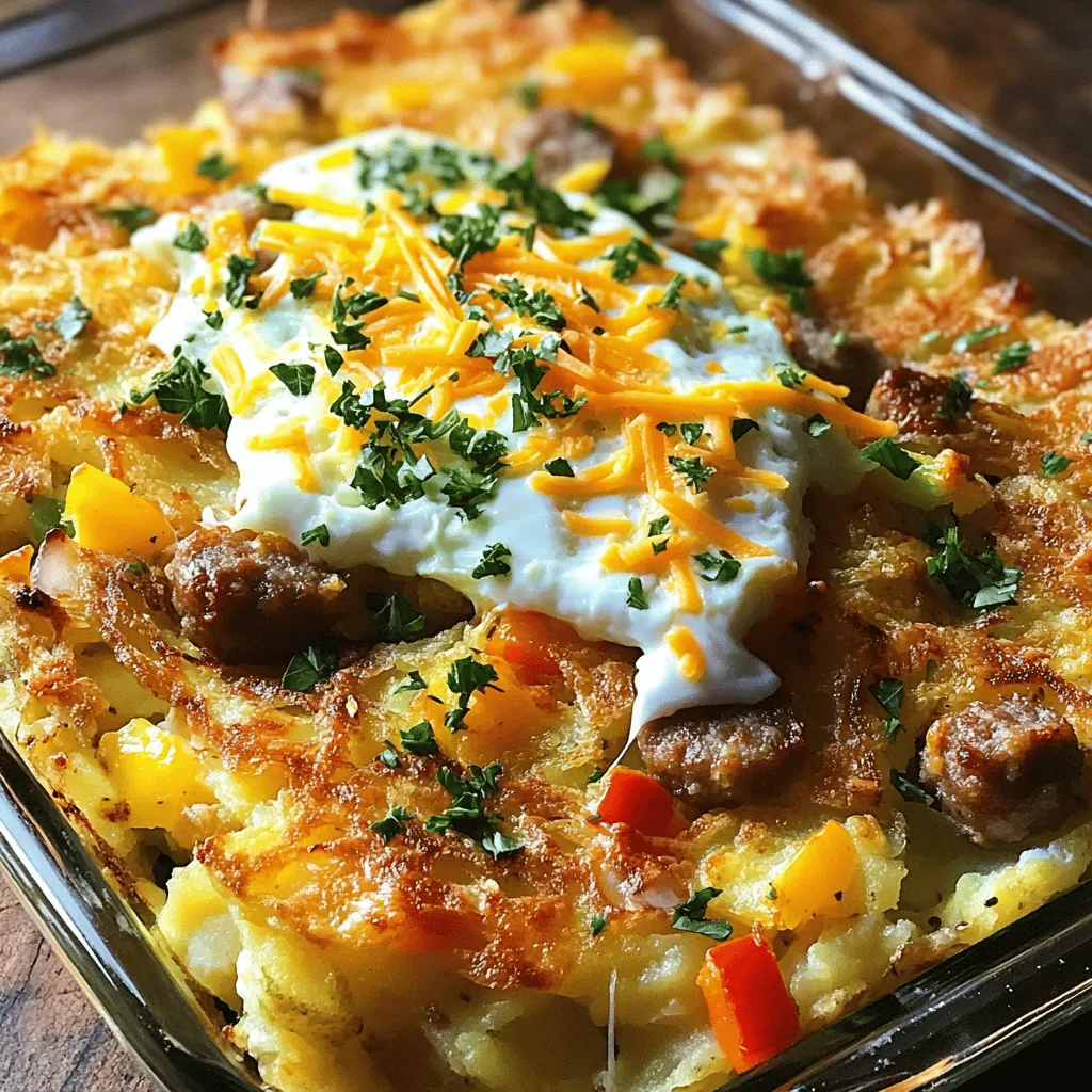 - 500g gefrorene Rösti - 250g Bratwurst oder Frühstückswurst - 6 große Eier