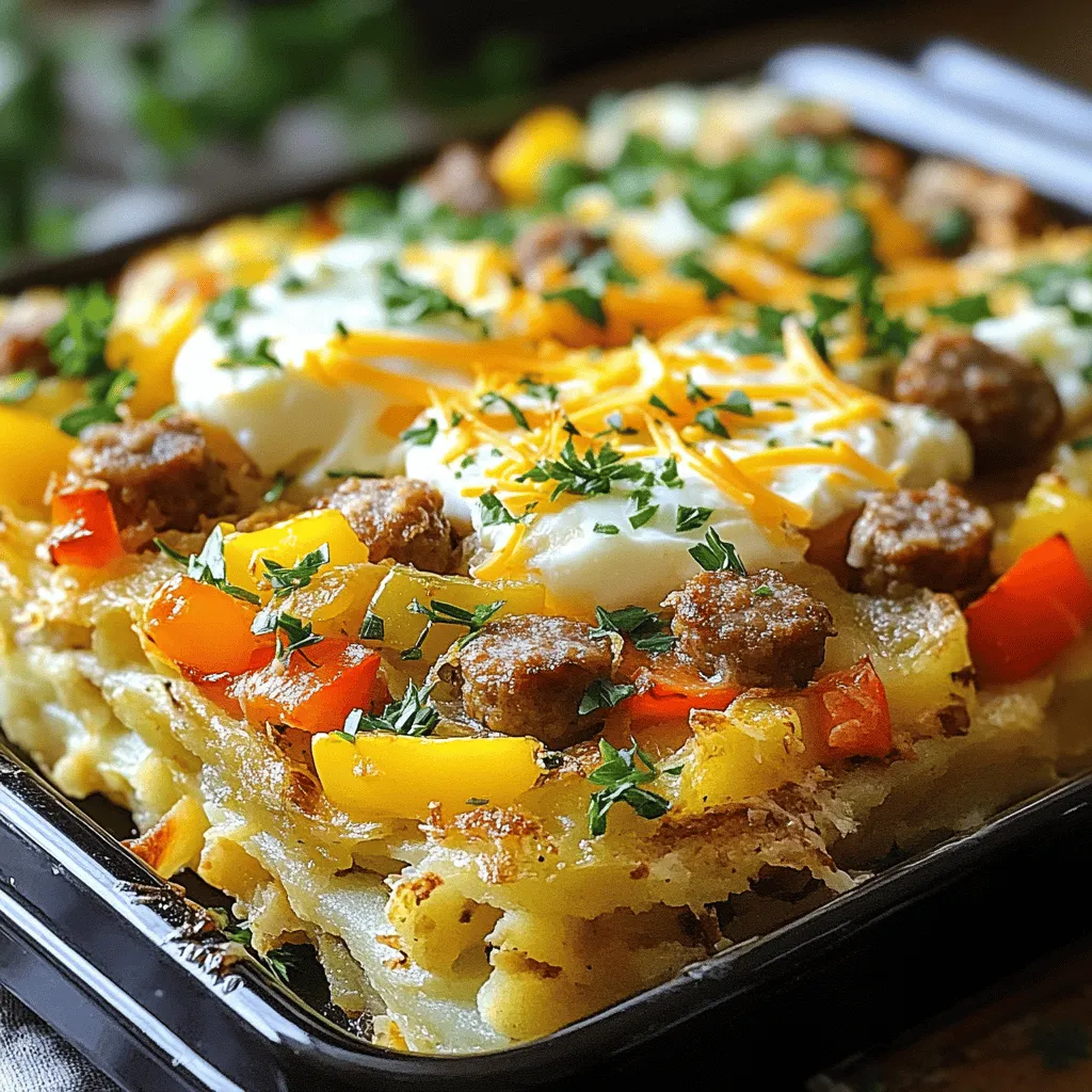 Sausage, Egg, and Cream Cheese Hashbrown Casserole Lecker und Einfach