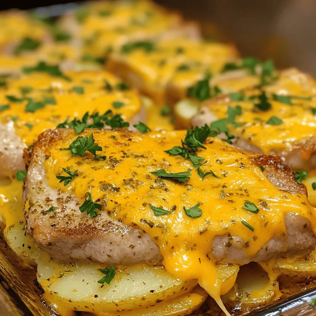 Herzhafter Auflauf mit Schweinekoteletts und Kartoffeln