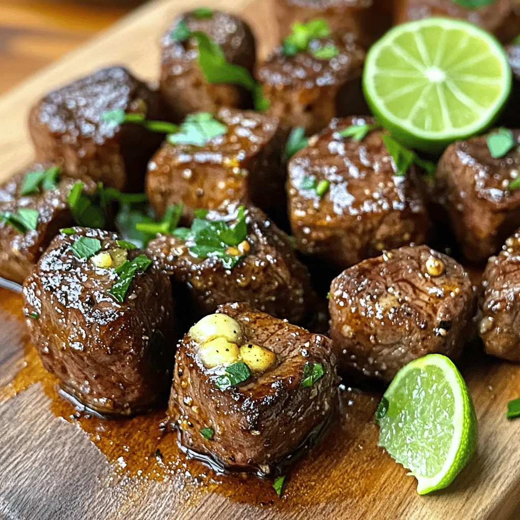 - 500g Rinderfilet, in kleine Würfel geschnitten - 3 Esslöffel Butter - 4 Knoblauchzehen, fein gehackt