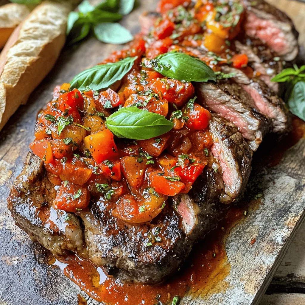 Steak Pizzaiola ist ein einfaches, aber schmackhaftes Gericht. Die Hauptzutaten sind wichtig für den Geschmack. Für dieses Rezept benötigst du frisches Rindersteak. Das Steak sollte etwa 1,5 cm dick sein. Ich empfehle, Rinderfilet oder Ribeye zu verwenden. Diese Stücke sind zart und voller Geschmack.