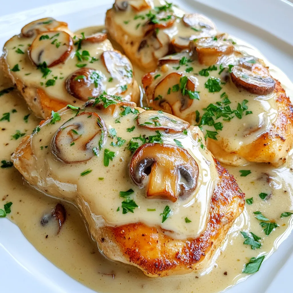 Cremiges Knoblauch-Pilz-Hühnchen herzhafte Gaumenfreude