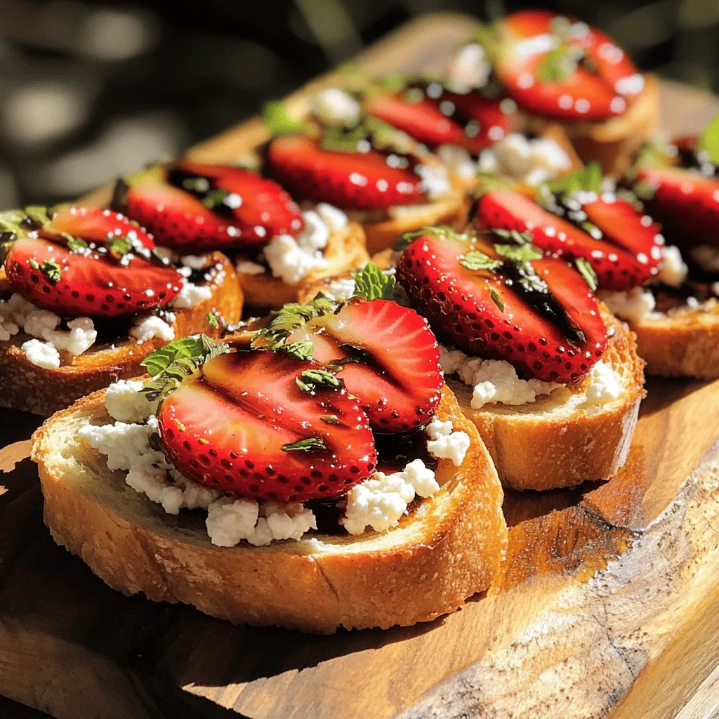 Um dieses leckere Gericht zu machen, brauchen Sie: - 1 Baguette oder Ciabatta, in Scheiben geschnitten - 200 g frische Erdbeeren, in Scheiben geschnitten - 150 g Ziegenkäse, zerbröckelt - 2 EL Balsamico-Glasur - 1 EL Honig - 1 EL frische Minze, fein gehackt - 2 EL Olivenöl - Salz und Pfeffer nach Geschmack
