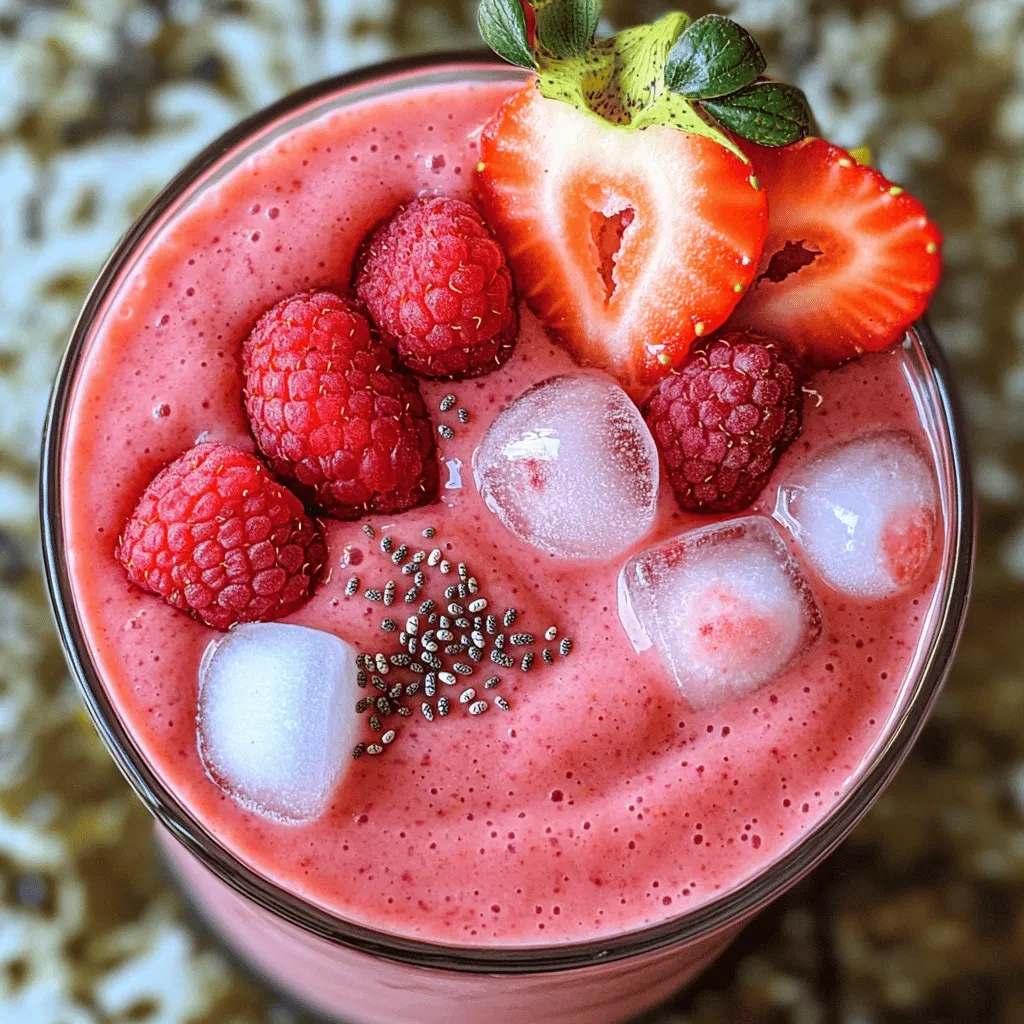 Leckere Strawberry Raspberry Banana Protein Smoothie