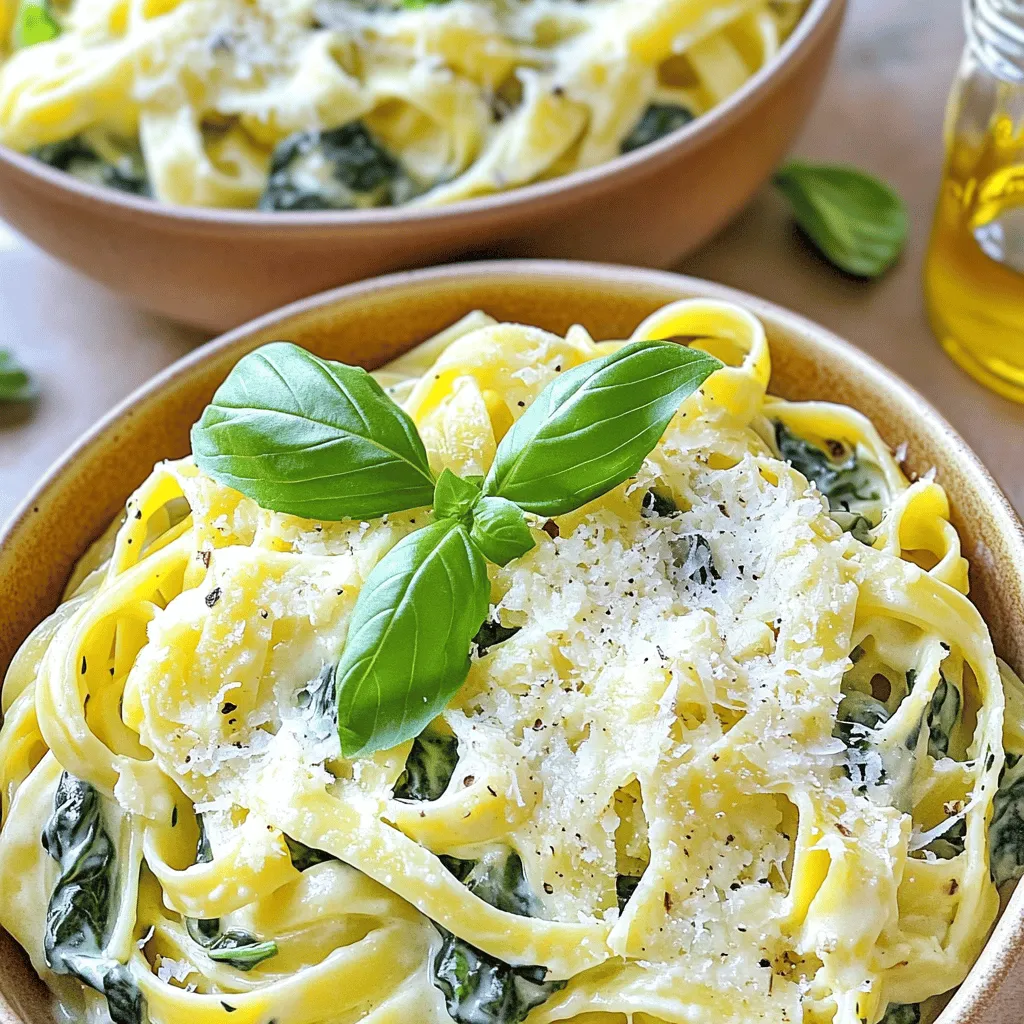 Cremige Knoblauch-Pasta mit Spinat Einfaches Rezept