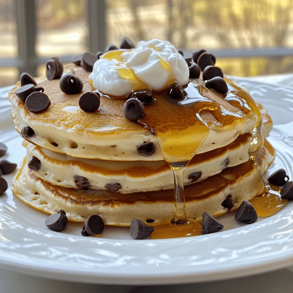 Griechischer Joghurt Schokoladenstückchen Pfannkuchen lecker