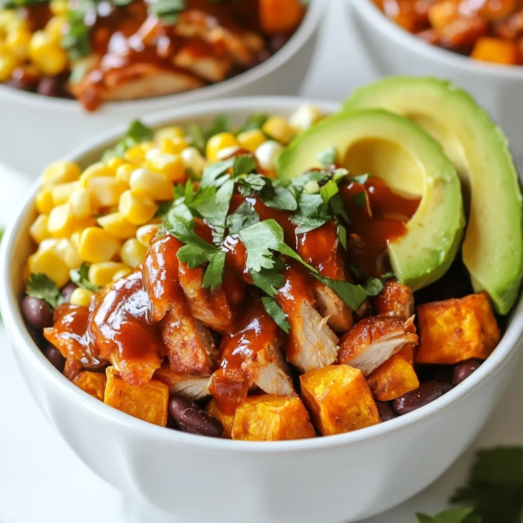 BBQ Chicken Sweet Potato Bowls Gesunde Mahlzeit