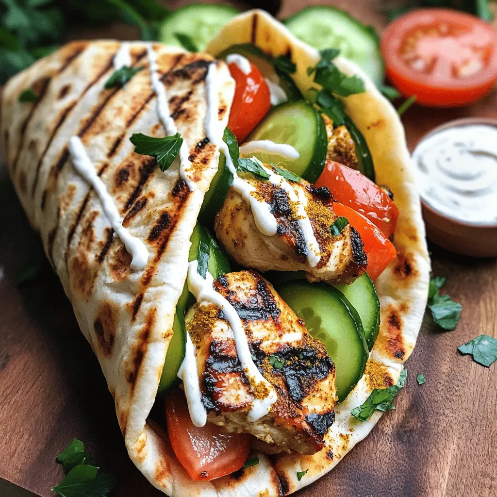 - 450 g Hähnchenschenkel, ohne Knochen und Haut - 2 Esslöffel Olivenöl - Gewürze für die Marinade: Kreuzkümmel, Paprikapulver, Kurkuma, Zimt - 4 Knoblauchzehen, fein gehackt - Salz und Pfeffer Die Hauptzutaten für Hähnchen Shawarma sind einfach zu finden. Du benötigst frische Hähnchenschenkel für den besten Geschmack. Wenn du sie ohne Knochen und Haut nimmst, wird das Fleisch zart und saftig. Die Marinade ist das Herzstück dieses Gerichts. Die Mischung aus Kreuzkümmel, Paprikapulver, Kurkuma und Zimt gibt dem Hähnchen einen tollen Geschmack. Füge frischen, gehackten Knoblauch hinzu. Das bringt eine schöne Schärfe. Vergiss nicht, das Hähnchen mit Salz und Pfeffer zu würzen. So wird das Fleisch noch besser. - 120 g griechischer Joghurt - 2 Esslöffel Mayonnaise - 3 Knoblauchzehen, fein gehackt - 1 Esslöffel Zitronensaft Der cremige Knoblauch-Dip macht das Gericht besonders lecker. Der griechische Joghurt gibt eine frische Note. Die Mayonnaise sorgt für eine samtige Textur. Füge auch hier fein gehackten Knoblauch hinzu, damit der Dip schön würzig wird. Ein Spritzer Zitronensaft bringt eine erfrischende Säure. So schmeckt der Dip rund und lecker. - Pitabrot oder Fladenbrote - Geschnittene Gurken und Tomaten - Frische Petersilie, gehackt Für das perfekte Shawarma brauchst du auch Beilagen. Pitabrot oder Fladenbrot sind ideal. Sie sind weich und halten die Füllung gut. Geschnittene Gurken und Tomaten bringen Frische und Knackigkeit. Sie sorgen für einen tollen Kontrast zum zarten Hähnchen. Frische, gehackte Petersilie gibt dem Gericht Farbe. Sie sieht nicht nur schön aus, sondern schmeckt auch gut. So wird das Shawarma noch ansprechender.Zuerst mische ich Olivenöl und die Gewürze in einer großen Schüssel. Du brauchst 2 Esslöffel Olivenöl, 1 Esslöffel Kreuzkümmel, 1 Esslöffel Paprikapulver, 1 Teelöffel Kurkuma und 1 Teelöffel Zimt. Füge 4 fein gehackte Knoblauchzehen hinzu. Mische alles gut. Nun lege die Hähnchenschenkel in die Marinade. Achte darauf, dass jedes Stück gut bedeckt ist. Decke die Schüssel ab und lasse das Hähnchen mindestens 1 Stunde marinieren. Am besten lässt du es über Nacht im Kühlschrank. So bekommt das Hähnchen mehr Geschmack. Heize deinen Grill oder die Grillpfanne bei mittelhoher Hitze vor. Wenn die Fläche heiß ist, lege die marinierten Hähnchenschenkel darauf. Grill sie etwa 5 bis 7 Minuten auf jeder Seite. Du willst, dass das Hähnchen eine Innentemperatur von 75°C erreicht. Es sollte schön knusprig und braun sein. Nimm das Hähnchen vom Grill und lasse es einige Minuten ruhen. So bleibt es saftig. Schneide das Hähnchen dann in dünne Scheiben gegen die Faser. Während das Hähnchen ruht, bereite ich den cremigen Knoblauch-Dip zu. In einer kleinen Schüssel mische 120 g griechischen Joghurt, 2 Esslöffel Mayonnaise, 3 fein gehackte Knoblauchzehen und 1 Esslöffel Zitronensaft. Rühre alles gut, bis die Mischung glatt ist. Jetzt nehme ein Stück Pitabrot. Lege eine großzügige Menge geschnittenes Hähnchen darauf. Belege es mit geschnittenen Gurken und Tomaten. Träufle den cremigen Knoblauch-Dip drüber. Um das Gericht schön zu garnieren, streue frische, gehackte Petersilie darüber. Rolle das Pitabrot auf und serviere es warm. Du wirst den Geschmack lieben!Um das Hähnchen perfekt zu grillen, achte auf die Temperatur. Die Grillfläche sollte heiß sein. So bekommt das Hähnchen die beste Kruste. Wende das Hähnchen regelmäßig, damit es gleichmäßig gart. Verwende eine Zange, um die Stücke vorsichtig zu drehen. Das verhindert, dass die Marinade abläuft. Die Marinierzeit ist wichtig für den Geschmack. Marinier das Hähnchen mindestens eine Stunde. Noch besser ist es, wenn du es über Nacht im Kühlschrank lässt. So können die Gewürze tief einziehen und das Hähnchen wird saftig und aromatisch. Wenn du kein Hähnchen magst, probiere Rind oder Lamm. Beide sind ebenfalls köstlich im Shawarma-Stil. Du kannst auch verschiedene Dips ausprobieren. Hummus oder Tahini passen gut dazu. Serviere auch frische Beilagen wie einen Salat oder gegrilltes Gemüse für mehr Geschmack. {{image_4}} Eine tolle Möglichkeit, Shawarma anzupassen, ist, es vegetarisch zu machen. Verwende Tofu oder Gemüse anstelle von Hähnchen. Tofu nimmt die Aromen der Marinade gut auf. Schneide ihn in Würfel und mariniere ihn wie das Hähnchen. Du kannst auch Gemüse wie Auberginen, Zucchini oder Paprika verwenden. Diese Varianten sind lecker und gesund. Die Gewürze sind der Schlüssel zum Geschmack. Du kannst sie anpassen, um verschiedene Geschmäcker zu erreichen. Probiere zum Beispiel Ras el Hanout. Diese Mischung hat viele Gewürze und bringt einen neuen Geschmack. Auch andere Gewürze wie Koriander oder Muskatnuss können interessant sein. Experimentiere mit den Mengen, um deine perfekte Mischung zu finden. Shawarma muss nicht immer im Brot sein. Du kannst es auch in Salat-Wraps servieren. Das macht das Gericht leichter und frischer. Nutze verschiedene Brotsorten wie Pita oder Fladenbrot. Jedes Brot hat seinen eigenen Charakter. Sei kreativ und finde heraus, was dir am besten schmeckt.Um Hähnchen Shawarma frisch zu halten, lege es in einen luftdichten Behälter. Stelle den Behälter in den Kühlschrank. Die optimale Temperatur liegt bei 4°C oder kälter. So bleibt das Hähnchen für drei bis vier Tage lecker. Wenn du es länger aufbewahren möchtest, ist das Einfrieren eine gute Option. Um das Hähnchen wieder aufzuwärmen, benutze eine Pfanne oder den Ofen. Erhitze das Hähnchen bei mittlerer Hitze. Das macht es schön zart. Vermeide die Mikrowelle, da sie das Hähnchen trocken macht. Für den cremigen Knoblauch-Dip, erwärme ihn sanft in einem Topf oder in der Mikrowelle. Das hilft, die Textur zu bewahren. Um Hähnchen Shawarma einzufrieren, teile es in Portionen auf. Lege das Hähnchen in Gefrierbeutel oder -behälter. Vergiss nicht, das Datum darauf zu schreiben. Hähnchen Shawarma lässt sich bis zu drei Monate im Gefrierfach aufbewahren. Zum Auftauen, lege das Hähnchen über Nacht in den Kühlschrank. So bleibt es saftig und lecker. Hähnchen Shawarma bleibt frisch für drei bis vier Tage im Kühlschrank. Packe das Hähnchen in einen luftdichten Behälter. So bleibt der Geschmack erhalten. Wenn du das Hähnchen nicht schnell isst, friere es ein. Bei richtiger Lagerung hält es bis zu drei Monate im Gefrierfach. Ja, du kannst den Dip vegan machen. Nutze pflanzlichen Joghurt anstelle von griechischem Joghurt. Für die Mayonnaise wähle eine vegane Option. Du kannst auch Cashewcreme verwenden. So bleibt der Geschmack lecker und die Textur cremig. Hähnchen Shawarma hat seine Wurzeln im Nahen Osten. Es stammt aus dem heutigen Libanon und Syrien. Dort wird es traditionell auf einem Drehspieß gegrillt. Dieses Gericht hat sich weltweit verbreitet und viele Variationen hervorgebracht. Zu Hähnchen Shawarma passen viele Beilagen. Serviere es mit frischem Salat oder Tabouleh. Auch Reis oder Couscous sind gute Optionen. Du kannst auch gegrilltes Gemüse oder Hummus dazu reichen. Diese Beilagen ergänzen den Geschmack perfekt und machen das Gericht noch schmackhafter. Hähnchen Shawarma ist ein köstliches Gericht, das viel Spaß macht. Wir haben die Hauptzutaten wie Hähnchen, Gewürze und den tollen Knoblauch-Dip behandelt. Auch die optimalen Marinierzeiten und Grilltechniken sind wichtig. Die Möglichkeiten mit verschiedenen Varianten und Beilagen lassen das Gericht lebendig werden. Denke daran, Shawarma gut zu lagern und aufzuwärmen. Voller Geschmack und vielfältig einsetzbar, wird Shawarma schnell zu einem Favoriten. Probier es aus und finde deine Lieblingsversion!