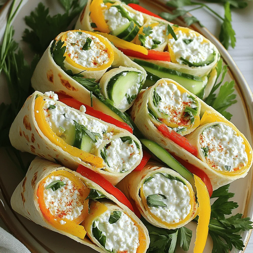 Die Hauptzutaten sind einfach und gesund. Du brauchst: - 250 g Hüttenkäse - 100 g Frischkäse - 1 TL Dijon-Senf - 1 EL frischer Schnittlauch, gehackt - 1 EL frische Petersilie, gehackt - ½ TL Knoblauchpulver - 4 Tortilla-Wraps (Vollkorn oder normal) - 1 Paprika (rot oder gelb), in dünne Streifen geschnitten - ½ Gurke, in dünne Streifen geschnitten - Salz und Pfeffer nach Geschmack