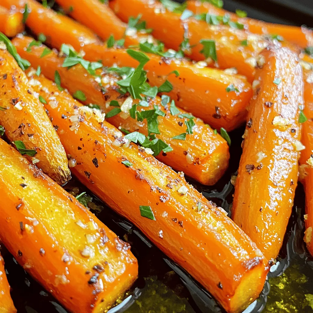 Knoblauch Kräuter geröstete Möhren köstliches Rezept