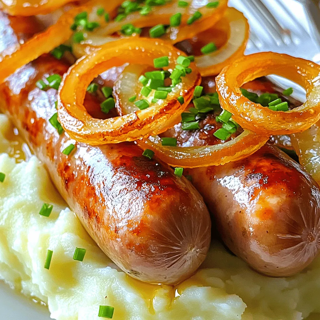 Die Hauptzutaten für Bangers und Mash sind einfach und leicht zu finden. Diese Zutaten machen das Gericht so lecker und befriedigend.