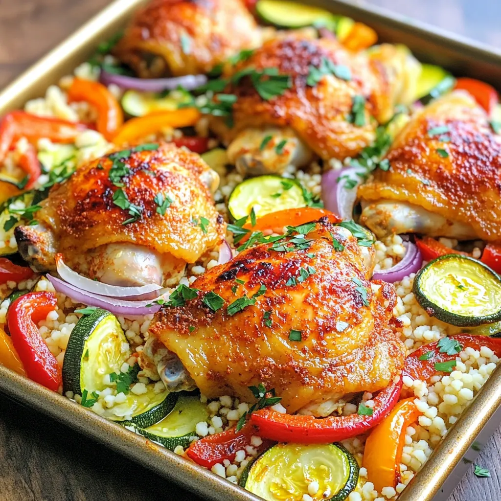 Blitzschnelles Sheet-Pan Harissa Chicken mit Couscous
