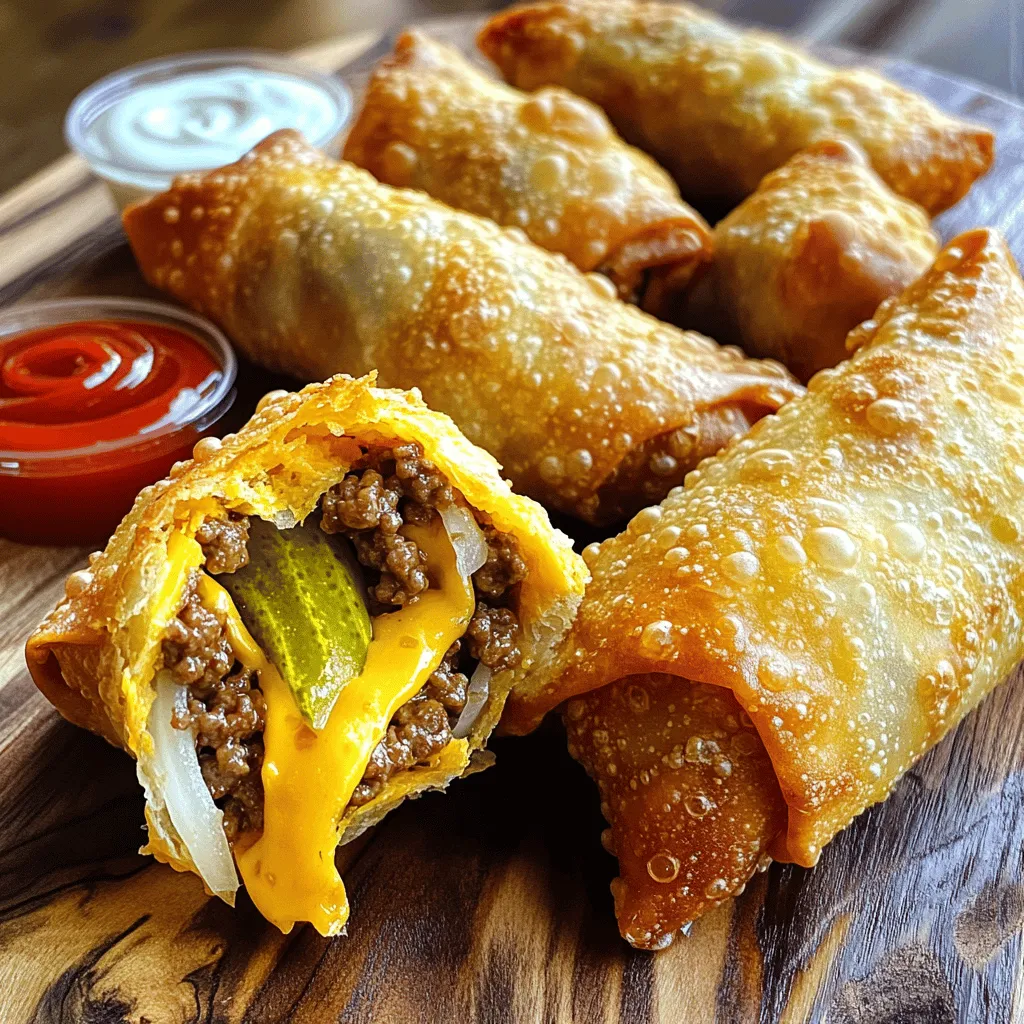Um Cheeseburger Egg Rolls zuzubereiten, brauchst du folgende Zutaten: