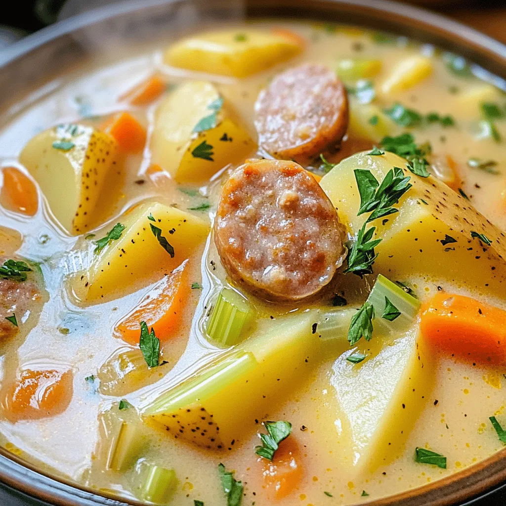 Homemade Potato and Sausage Chowder Herzhaftes Gericht