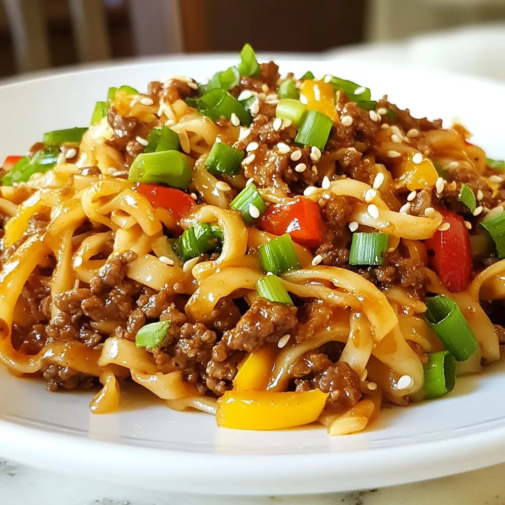 Mongolian Ground Beef Noodles Einfache und Schnelle Mahlzeit