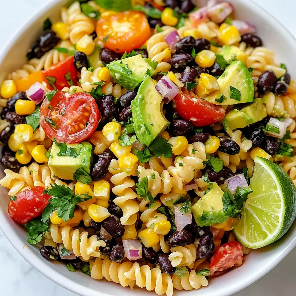 Schwarze Bohnen Mais Pasta Salad Frisch und Nahrhaft