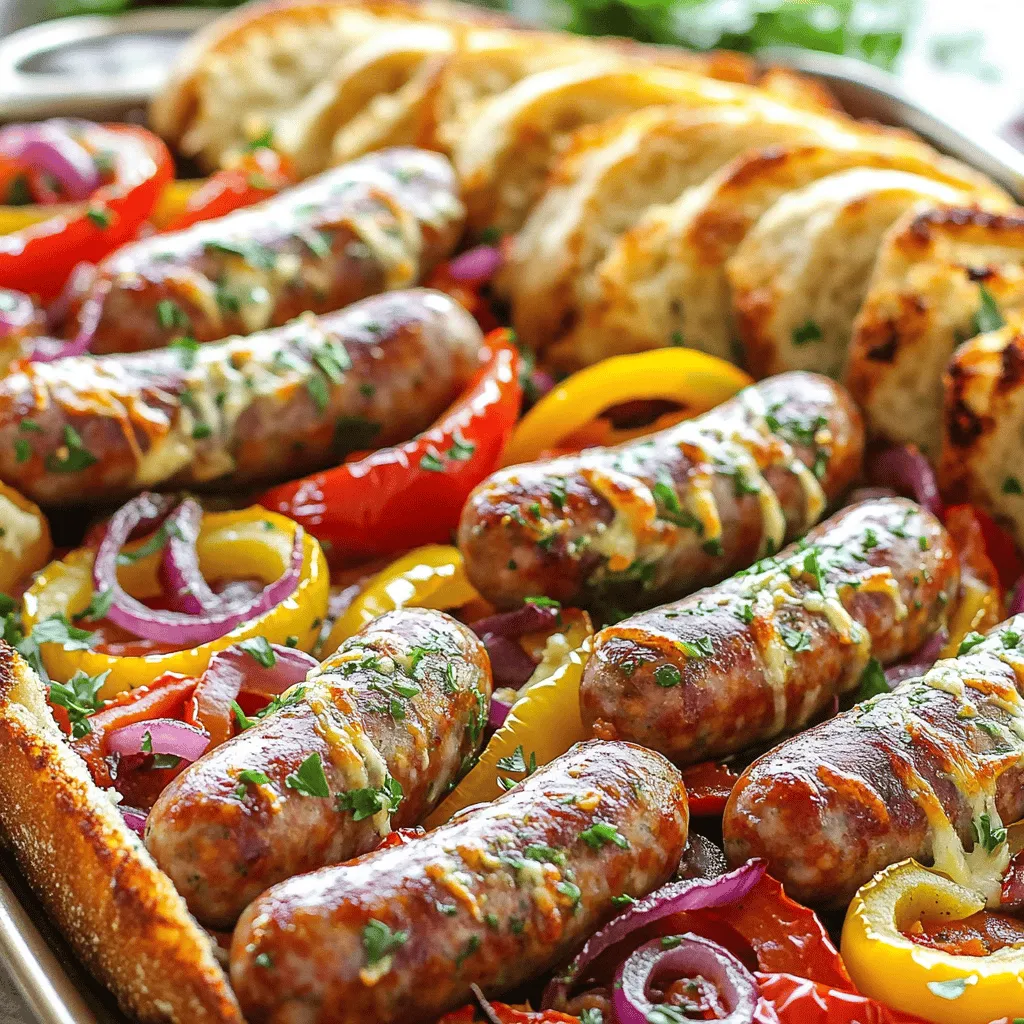 Sheet Pan Sausage Peppers Garlic Bread Schnelles Rezept