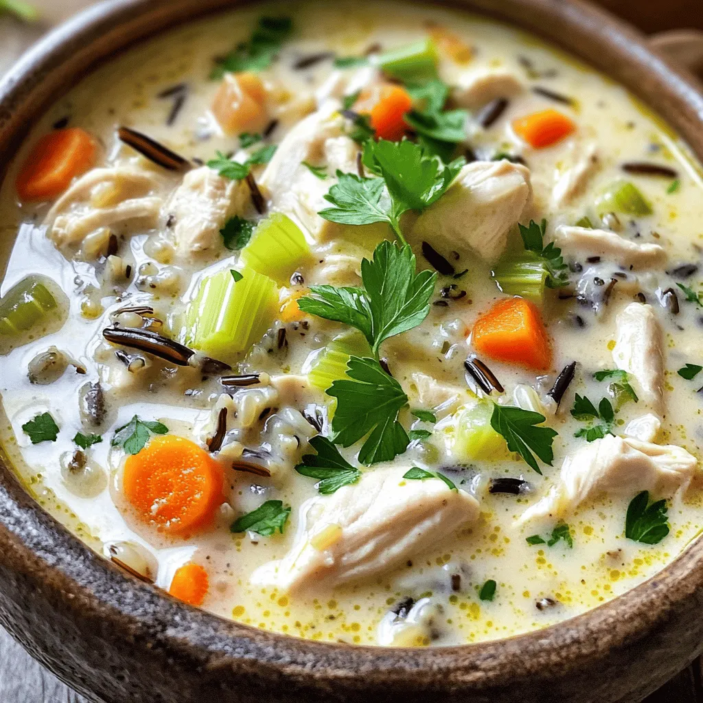 Cremige Hähnchen und Wildreis Suppe Einfacher Genuss
