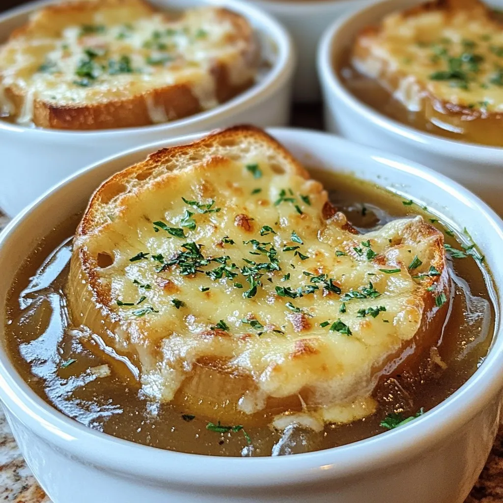 Klassische französische Zwiebelsuppe herzhaft und lecker