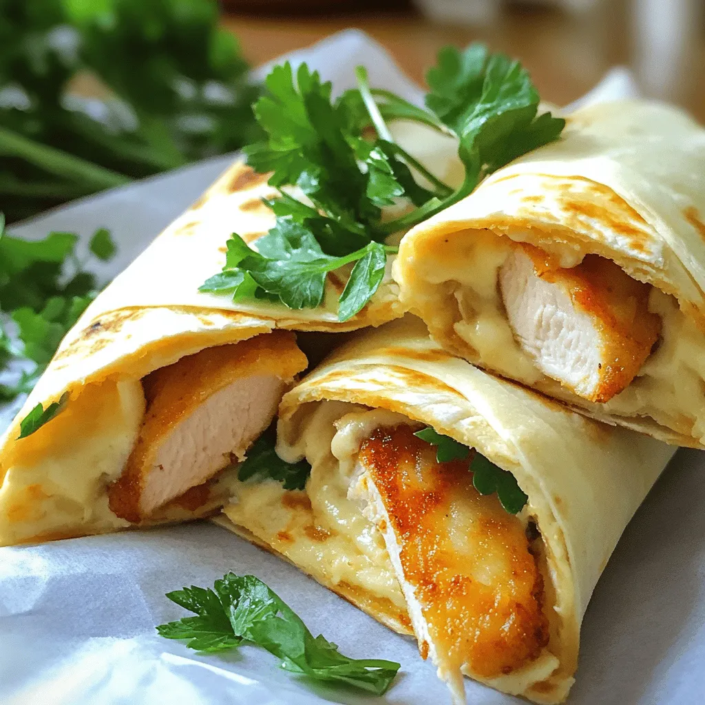 Cheesy Garlic Chicken Wraps lecker und einfach zubereiten