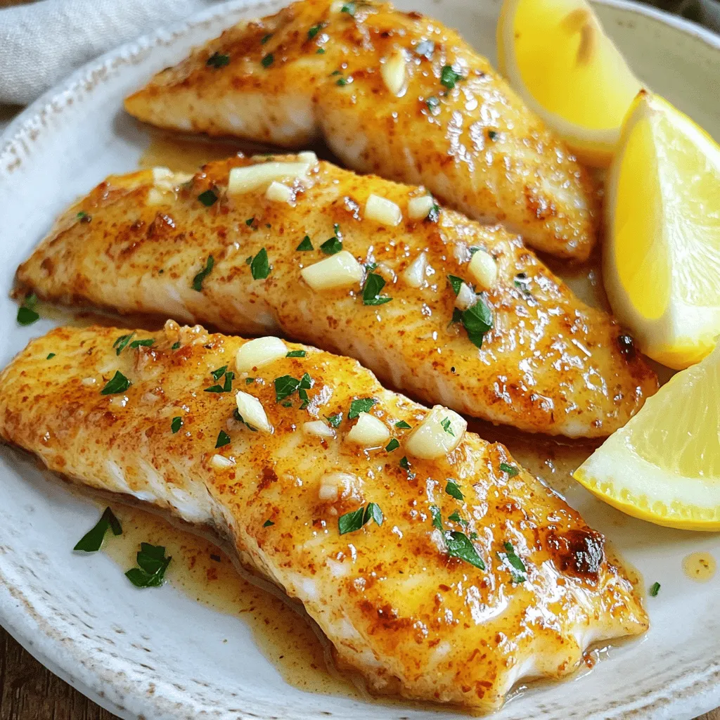 Knoblauchbutter gebackener Tilapia köstlich und zart