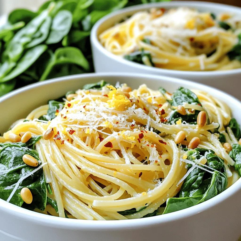 Lemon Spinach Pasta Frisch und Einfach Zubereiten