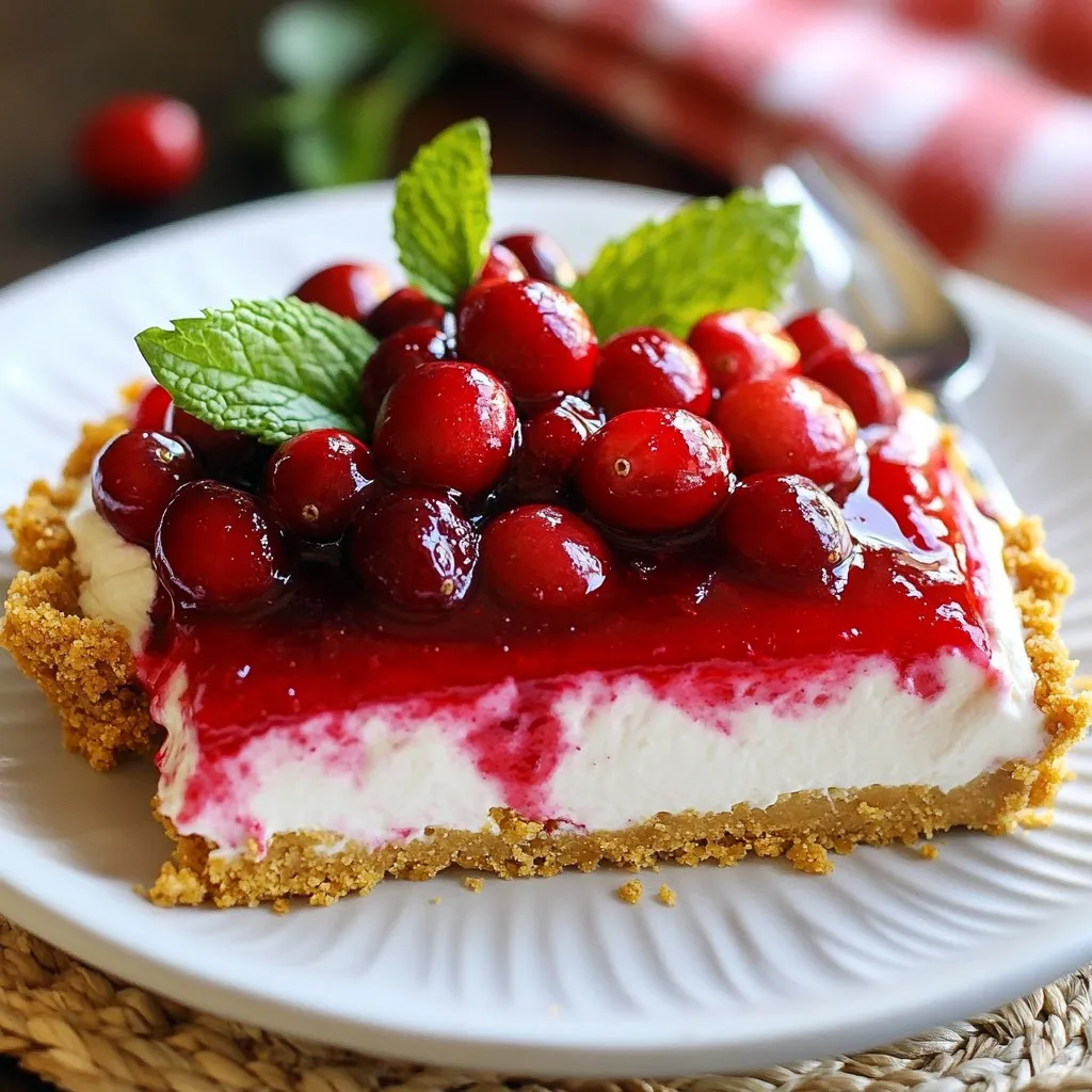 No-Bake Cranberry Cheesecake Pie Einfaches Dessert Rezept