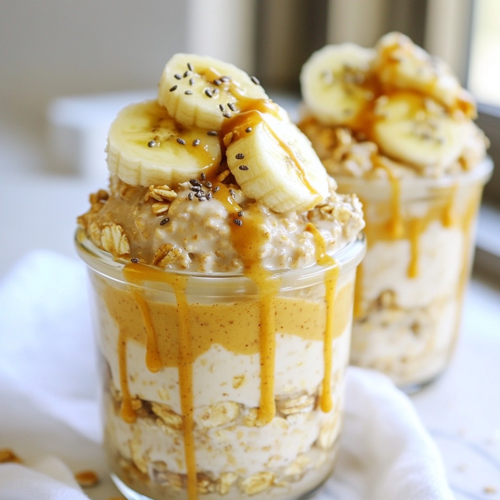 Peanut Butter Banana Overnight Oats Genießen Verlockend
