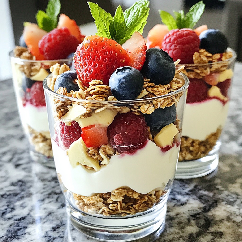 Griechischer Joghurt Berry Parfait Cups Köstlicher Genuss