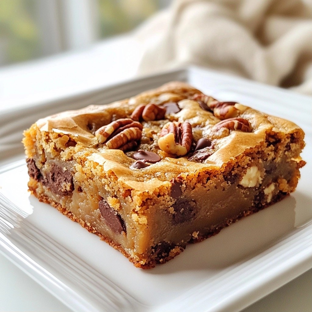 Karamell Schokoladenchip Blondies mit Pekannüssen lecker