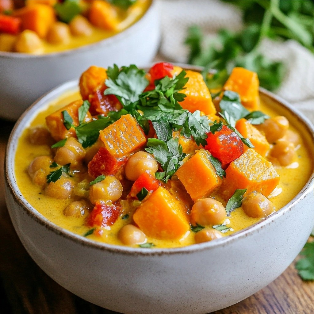 Hearty Crockpot Sweet Potato and Chickpea Curry Rezept