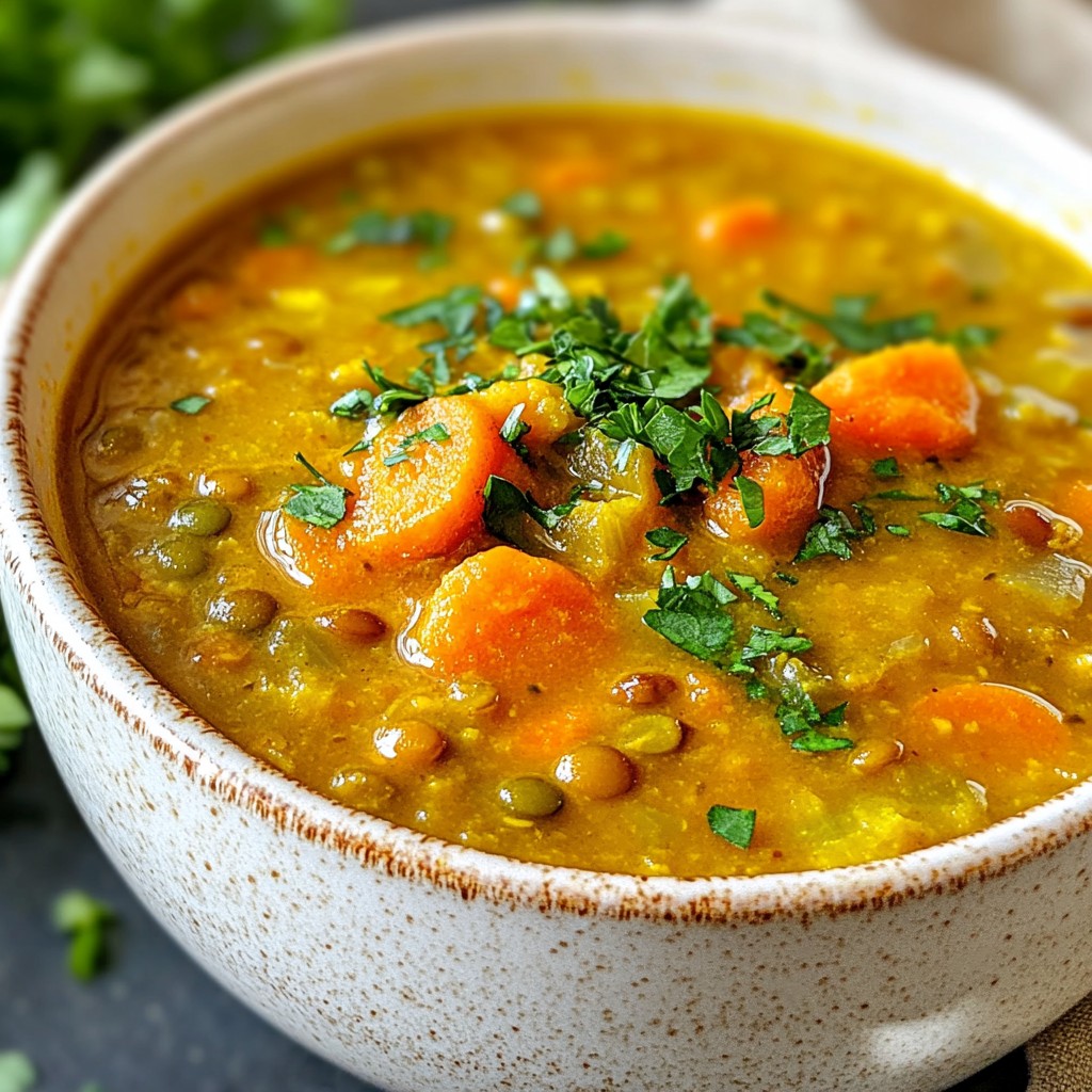 Savory Slow Cooker Carrot Lentil Soup Herzhaftes Gericht