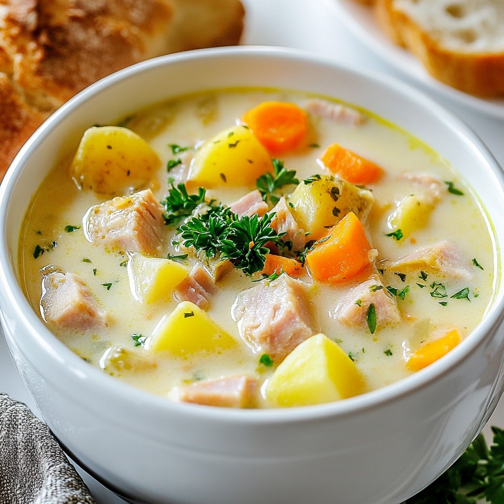 Creamy Crockpot Turkey Ham & Potato Chowder Rezept