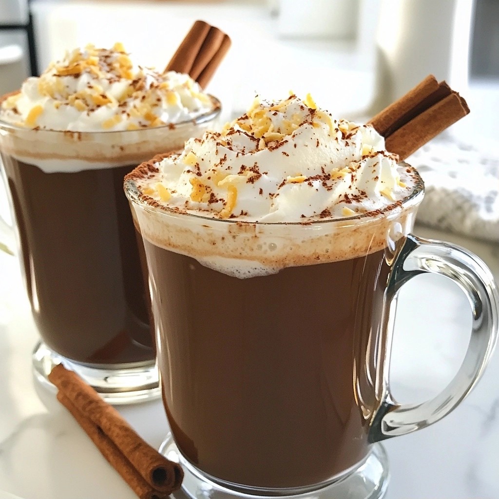 Heiße Schokolade mit Kokosnussmilch und Zimtnote lecker