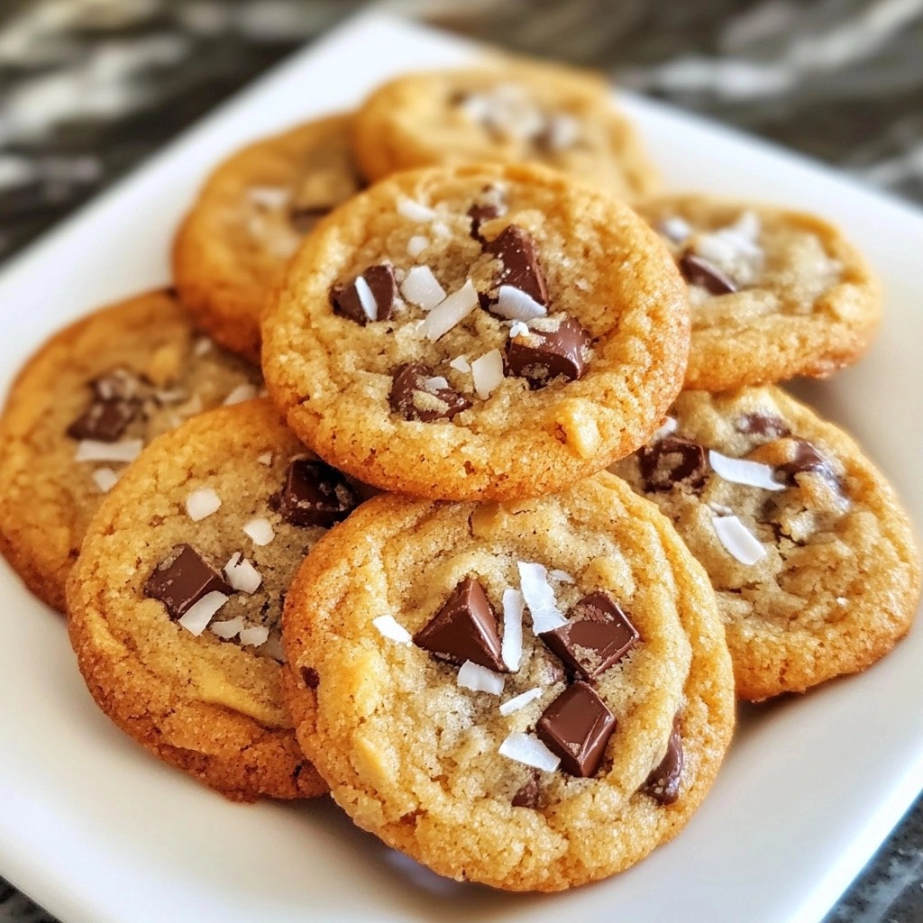 Zarte Schokoladenchip Plätzchen mit Kokosraspeln rezept