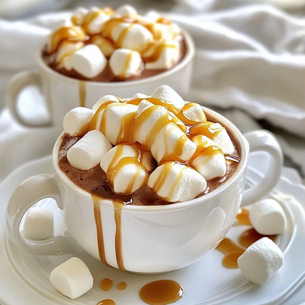 Heiße Schokolade mit Marshmallows und Karamell Genuss