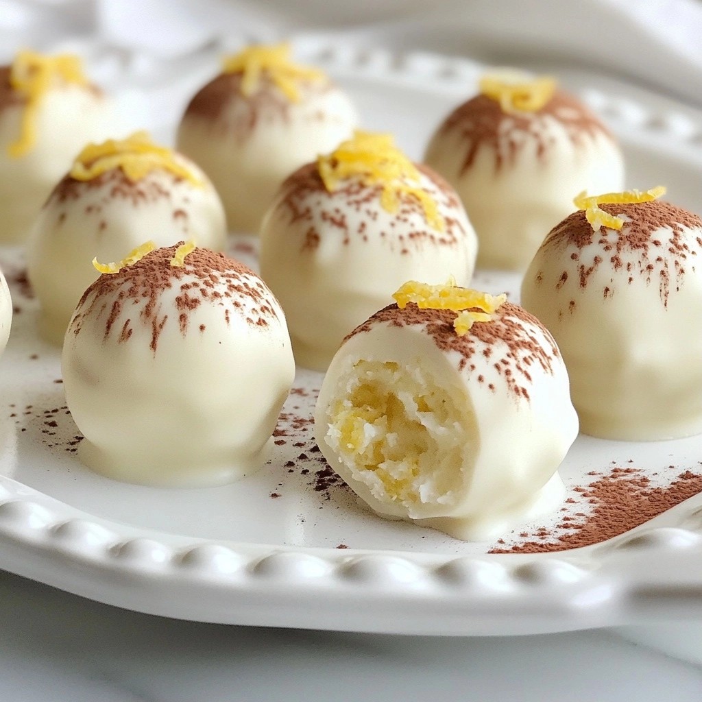 Trüffel aus Weißer Schokolade mit Zitronenfüllung lecker
