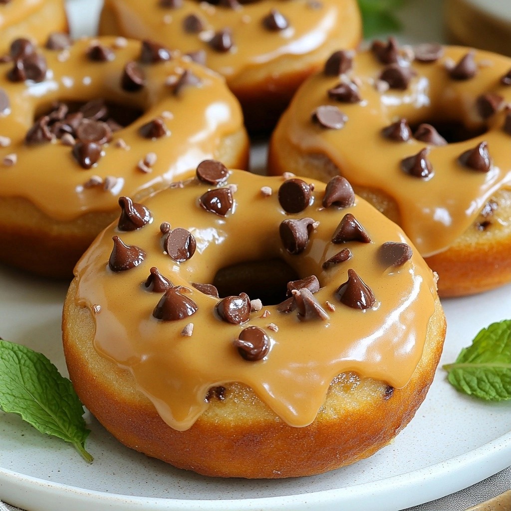 Schokoladenchip Donuts mit Erdnussbutterglasur Genuss