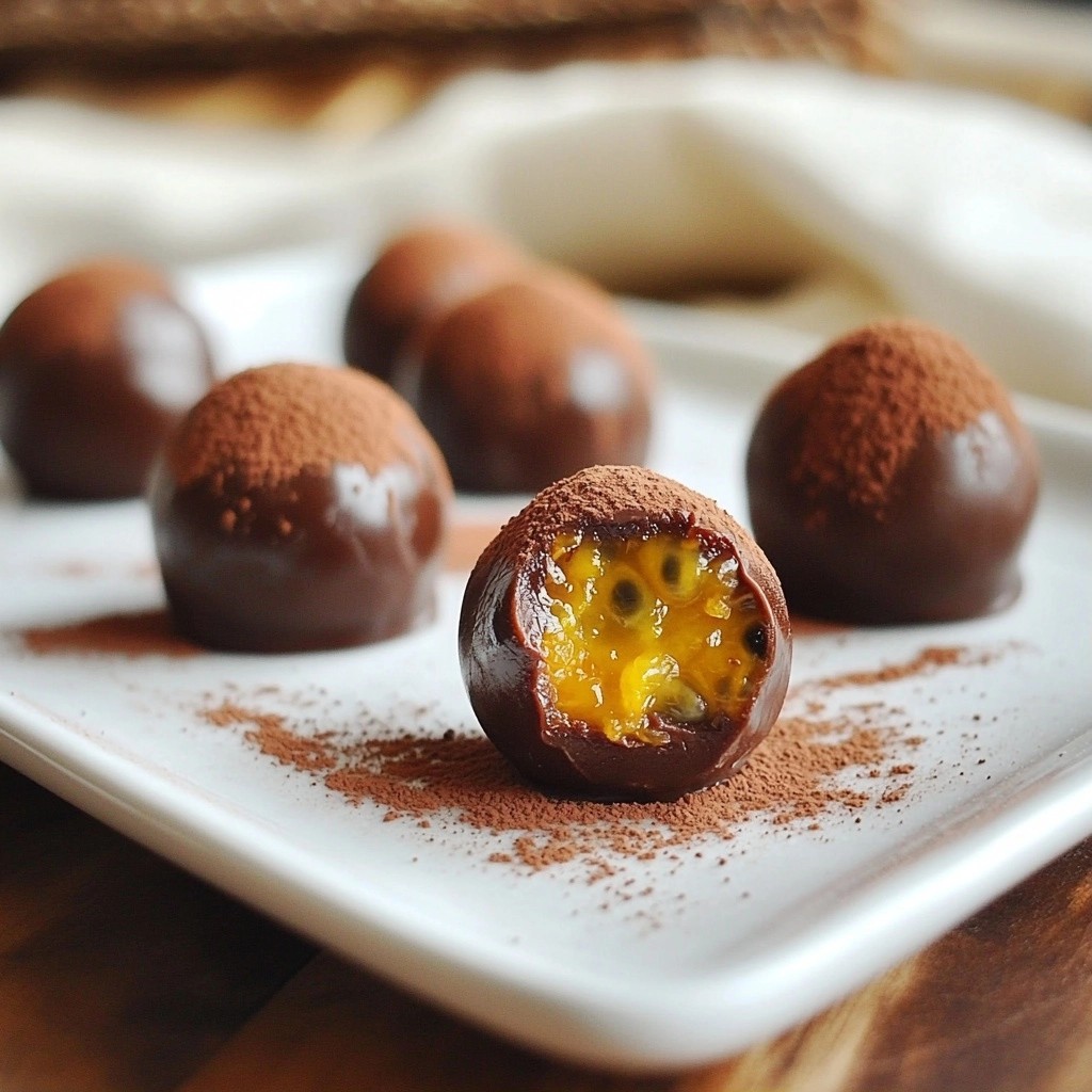 Trüffel aus Dunkler Schokolade mit Passionsfruchtkern Genuss