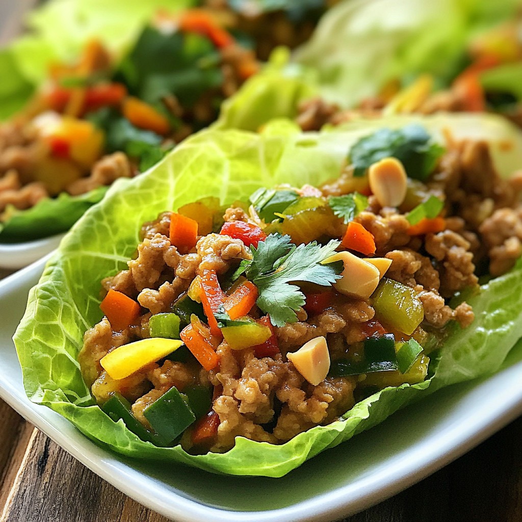 Thai Peanut Chicken Lettuce Wraps Lecker und Einfach
