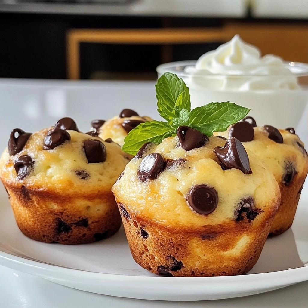 Schokoladenchip Muffins mit Vanillejoghurt lecker
