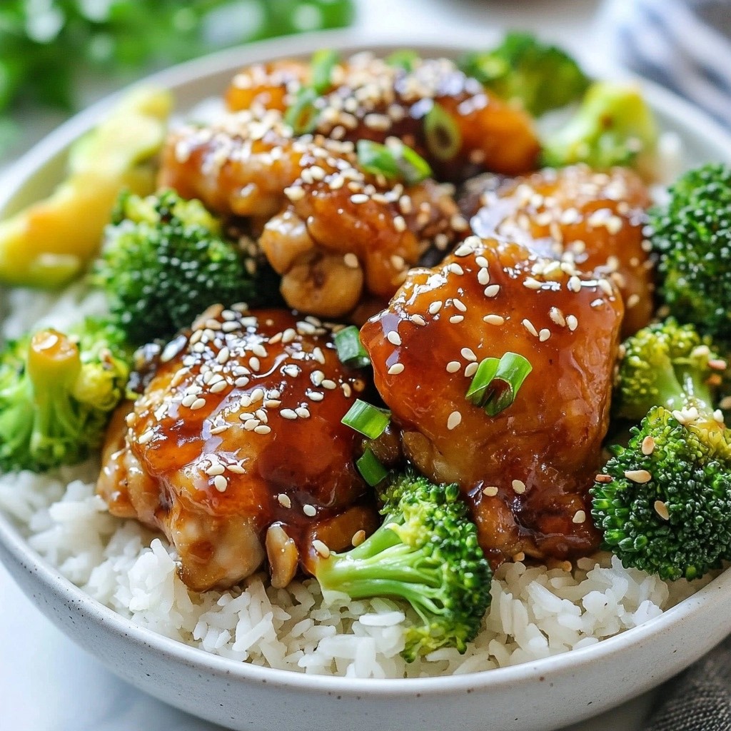 Zartes Slow Cooker Sesam-Hähnchen mit Brokkoli