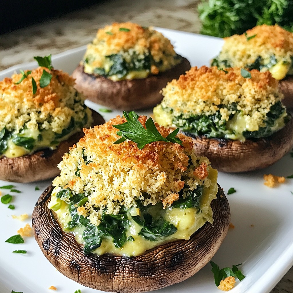 Cremige Spinat gefüllte Champignons Einfaches Rezept