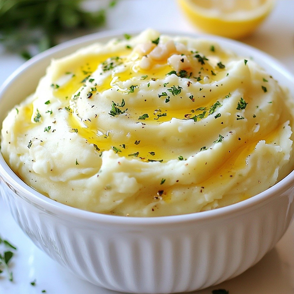Cremige Crockpot Knoblauch-Kräuter Kartoffelpüree