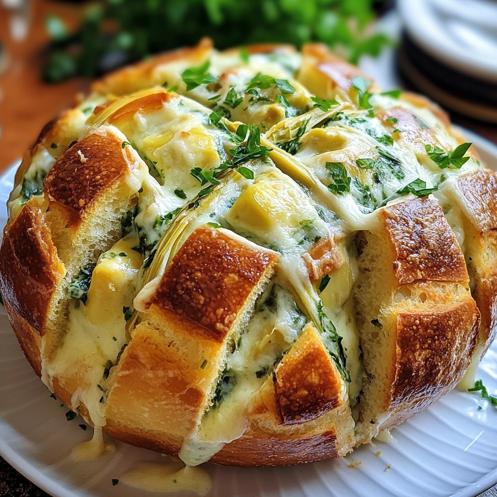 Spinach Artichoke Pull-Apart Bread Köstliches Rezept
